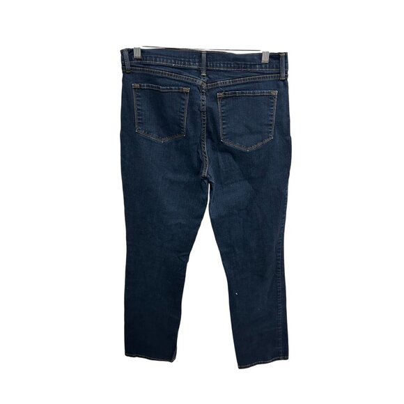 NYDJ Marilyn Straight Denim Jeans Blue Sz 12 Mid Rise Dark Wash Denim Cotton - Picture 3 of 10